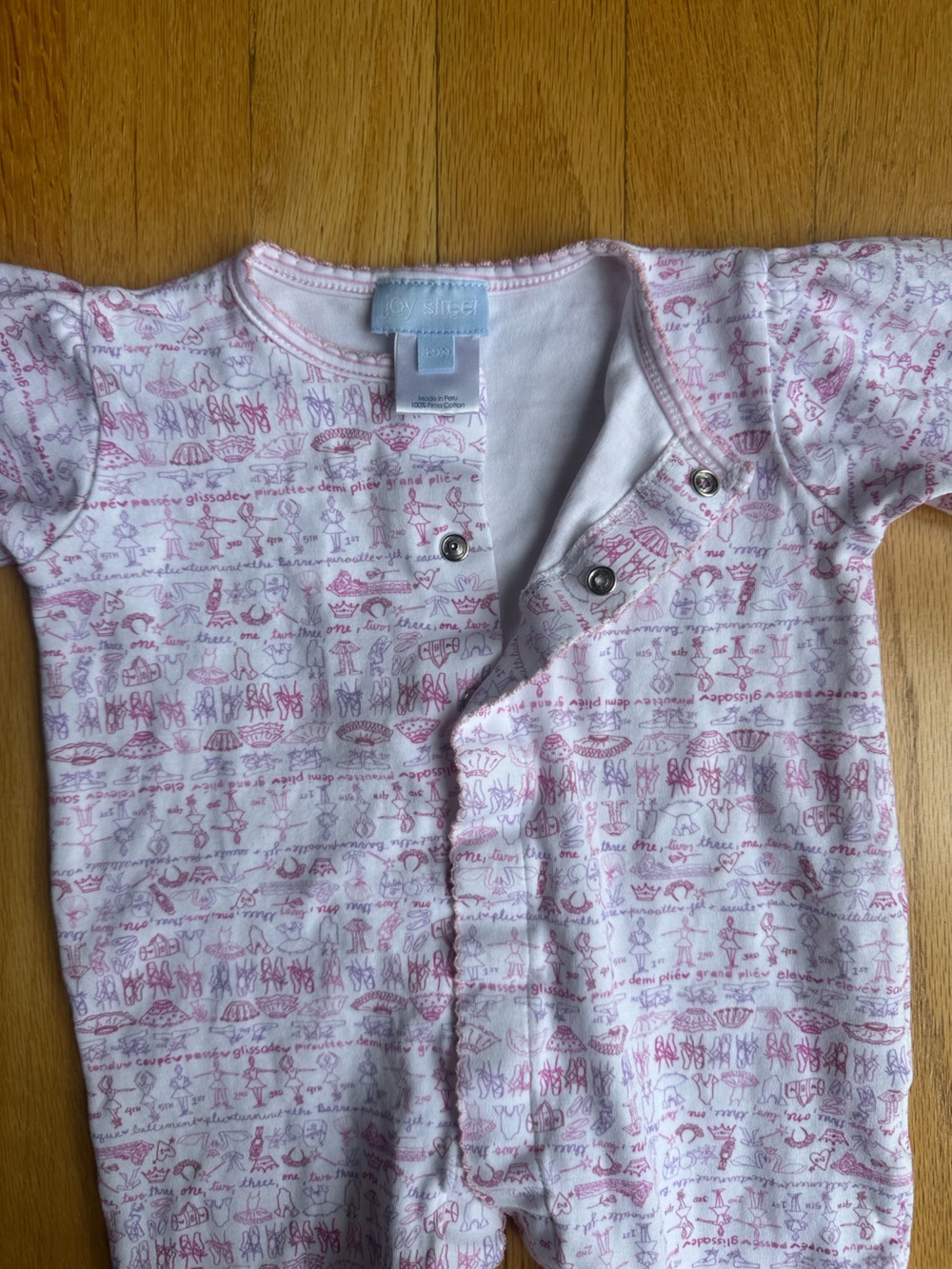 Joy Street Kids Ballet Snap Baby Onesie